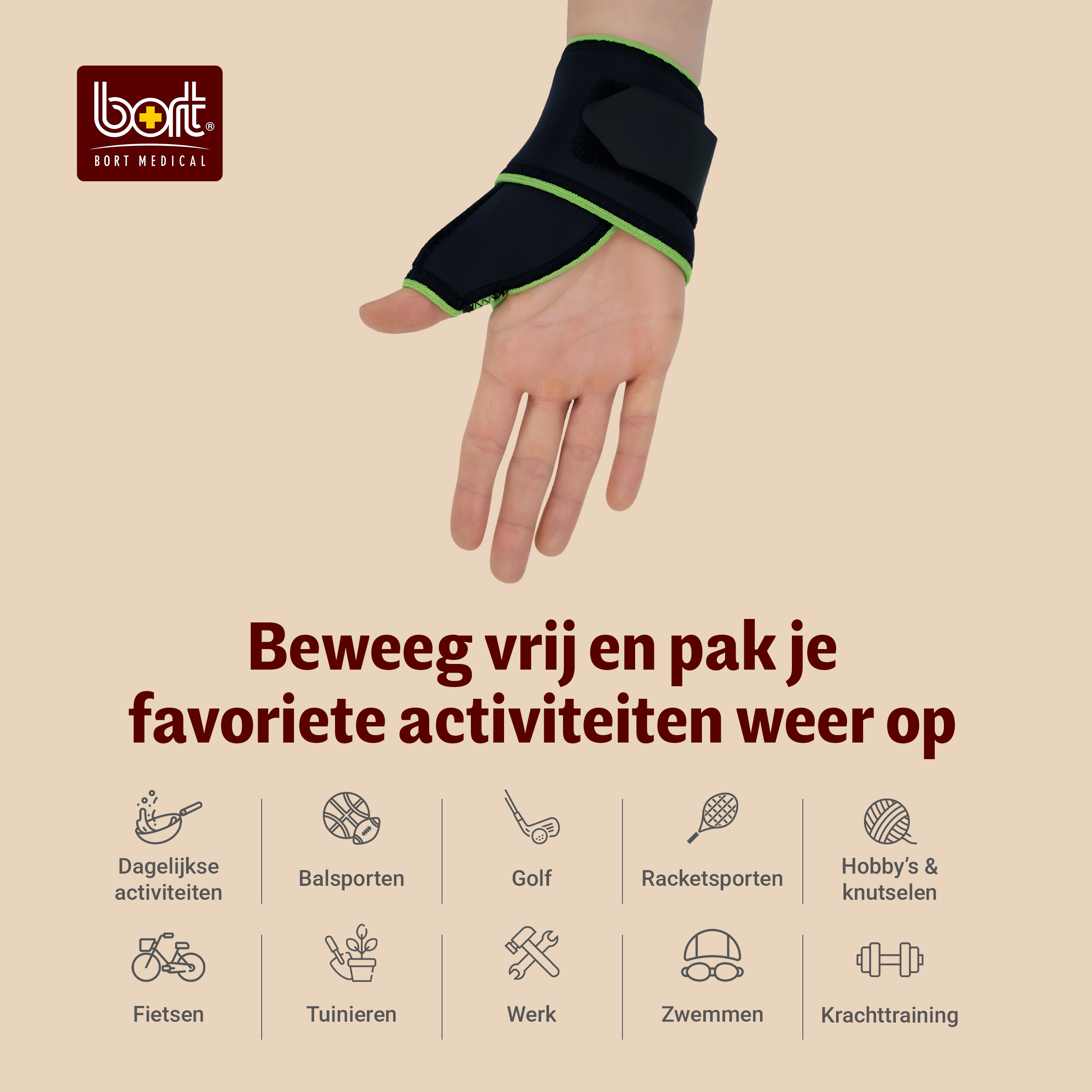 Bort Duimbrace - Activecolor Sport, ondersteuning en stabilisatie duim