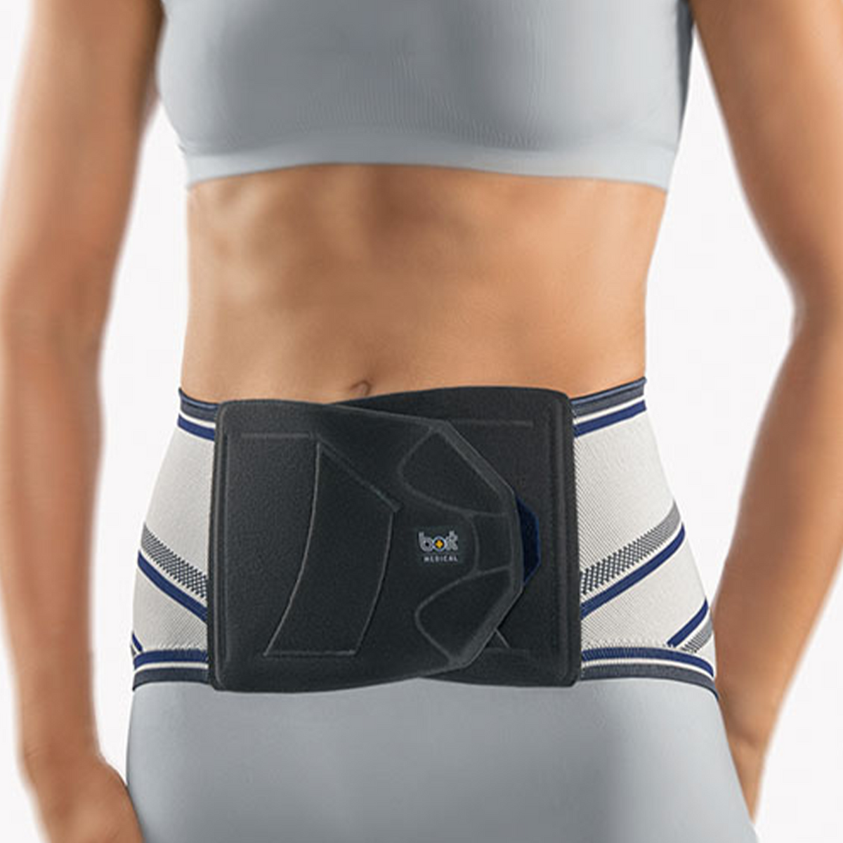 BORT Stabilo Basic Lady-rugbandage met pelotte, zilver — vooraanzicht