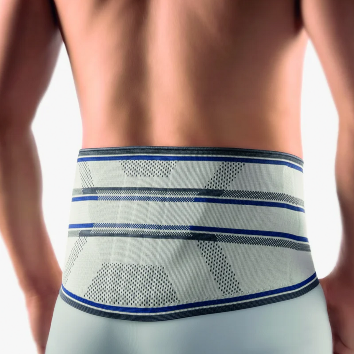 BORT Stabilo Basic-rugbandage met pelotte, zilver — achteraanzicht