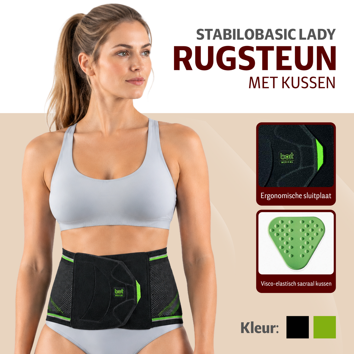 BORT StabiloBasic Lady Sport-rugbandage met pelotte — beschikbare kleuren