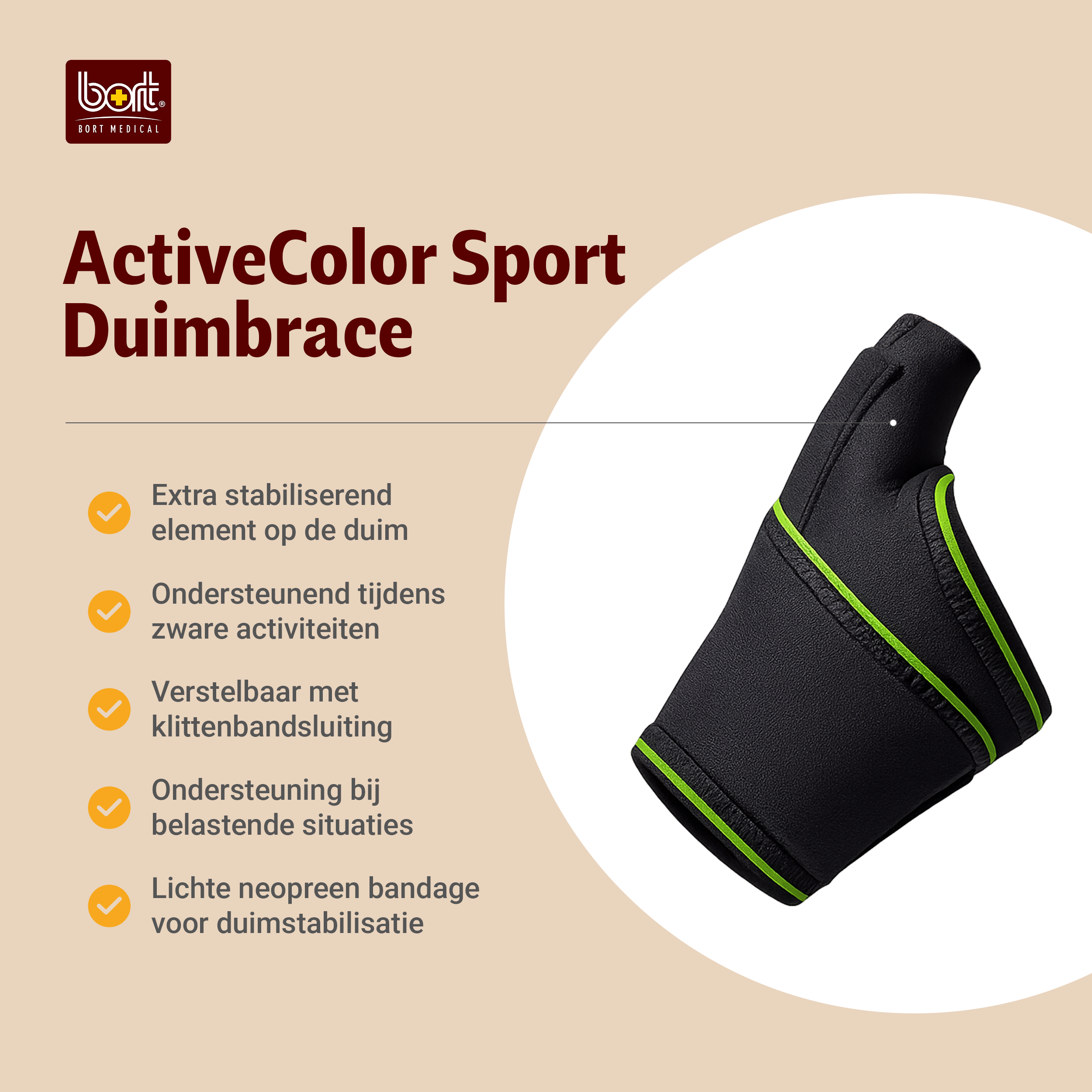 Bort Duimbrace - Activecolor Sport, ondersteuning en stabilisatie duim